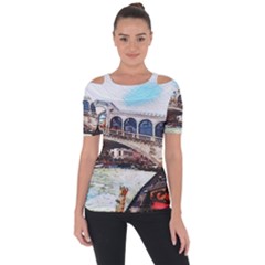 Lovely Gondola Ride - Venetian Bridge Shoulder Cut Out Short Sleeve Top by ConteMonfrey