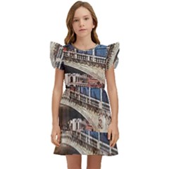 Lovely Gondola Ride - Venetian Bridge Kids  Winged Sleeve Dress by ConteMonfrey