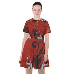 Nature Background Abstract Red Gray Black Sailor Dress by danenraven