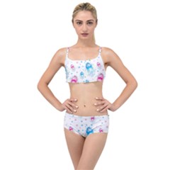 Jellyfis Pink Blue Cartoon Layered Top Bikini Set by danenraven