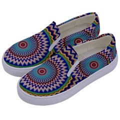 Kaleidoscope Geometric Circles Kids  Canvas Slip Ons by danenraven