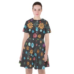 Flowers-leaves Leaf Background Floral Flora Sailor Dress by danenraven