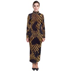 Metallic Snake Skin Pattern Turtleneck Maxi Dress by BangZart