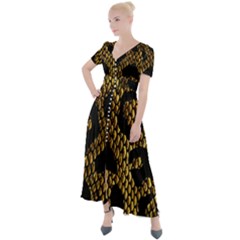 Metallic Snake Skin Pattern Button Up Short Sleeve Maxi Dress by BangZart