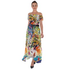 Multicolor Anime Colors Colorful Off Shoulder Open Front Chiffon Dress by BangZart