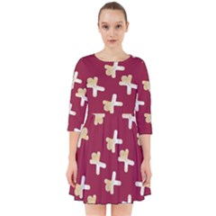 Gold Gingerbread Man Burgundy Smock Dress by TetiBright