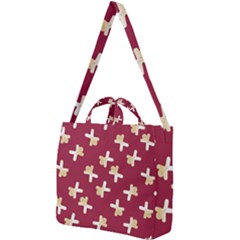 Gold Gingerbread Man Burgundy Square Shoulder Tote Bag by TetiBright