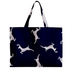 Silver Reindeer Blue Zipper Mini Tote Bag by TetiBright