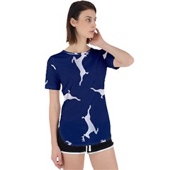 Silver Reindeer Blue Perpetual Short Sleeve T-shirt by TetiBright