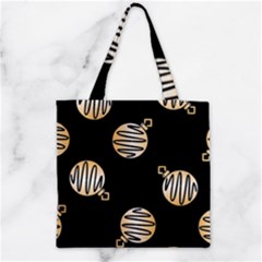 Gold Ornaments Black Zipper Grocery Tote Bag by TetiBright