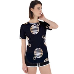 Gold Ornaments Black Perpetual Short Sleeve T-shirt by TetiBright