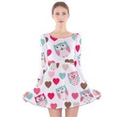 Lovely Owls Long Sleeve Velvet Skater Dress by ConteMonfreyShop