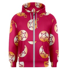 Orange Ornaments With Stars Pink Men s Zipper Hoodie by TetiBright