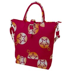 Orange Ornaments With Stars Pink Buckle Top Tote Bag by TetiBright