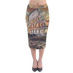 Colosseo Italy Velvet Midi Pencil Skirt by ConteMonfrey