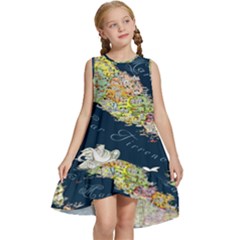 Map Italy Blue Kids  Frill Swing Dress by ConteMonfrey