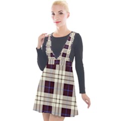 Gray, Purple And Blue Plaids Plunge Pinafore Velour Dress by ConteMonfrey