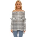 Small White Lines - Plaids Off Shoulder Chiffon Pocket Shirt View1