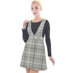 Vintage Gray Plaids Plunge Pinafore Velour Dress by ConteMonfrey