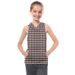 Purple Black Small Plaids Kids  Sleeveless Hoodie by ConteMonfrey