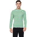 Straight Green White Small Plaids Men s Long Sleeve Rash Guard View1