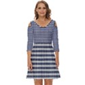 Small blue and white plaids Shoulder Cut Out Zip Up Dress View1