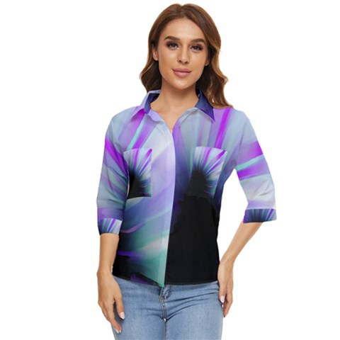 Mirror Fractal Women s Quarter Sleeve Pocket Shirt by Sparkle