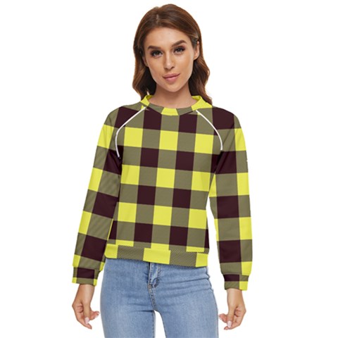 Black And Yellow Plaids Women s Long Sleeve Raglan Tee by ConteMonfrey