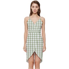 Green Tea White Small Plaids Wrap Frill Dress by ConteMonfrey