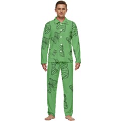 Green Nature Pattern Men s Long Sleeve Velvet Pocket Pajamas Set by Wegoenart