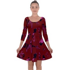 Doodles Maroon Quarter Sleeve Skater Dress by nateshop