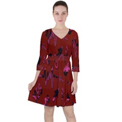 Doodles Maroon Quarter Sleeve Ruffle Waist Dress by nateshop