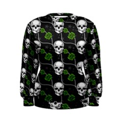 Green Roses And Skull - Romantic Halloween   Women s Sweatshirt by ConteMonfrey