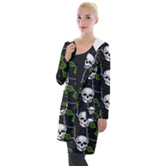 Green Roses And Skull - Romantic Halloween   Hooded Pocket Cardigan by ConteMonfrey