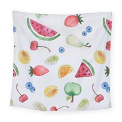 Fruit Summer Vitamin Watercolor Square Tapestry (large) by Wegoenart