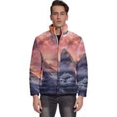 Mountain Cosmos Universe Nature Men s Puffer Bubble Jacket Coat by Wegoenart