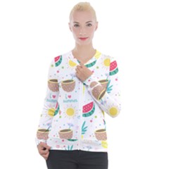 Pineapple And Watermelon Summer Fruit Casual Zip Up Jacket by Jancukart