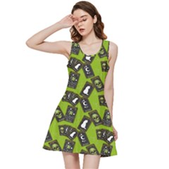 Cats And Skulls - Modern Halloween  Inside Out Racerback Dress by ConteMonfrey