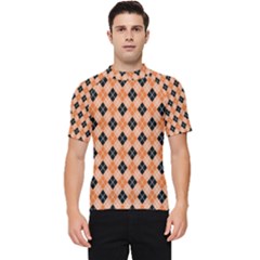 Halloween Inspired Black Orange Diagonal Plaids Men s Short Sleeve Rash Guard by ConteMonfrey