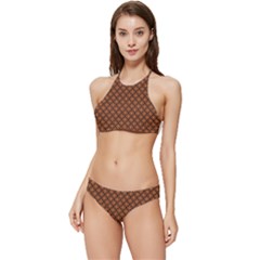 Halloween Palette Plaids Orange, Black Geometric  Banded Triangle Bikini Set by ConteMonfrey