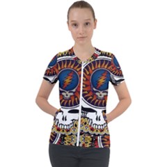 Grateful Dead Short Sleeve Zip Up Jacket by Jancukart