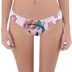 Cartoon Unicorn Fantasy Reversible Hipster Bikini Bottoms by Jancukart