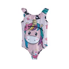 Cartoon Unicorn Fantasy Kids  Frill Swimsuit by Jancukart