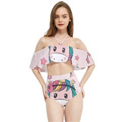 Cartoon Unicorn Fantasy Halter Flowy Bikini Set  by Jancukart