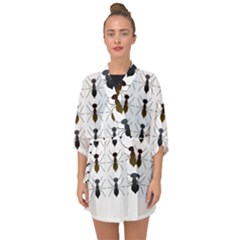 Ant Insect Pattern Cartoon Ants Half Sleeve Chiffon Kimono by Ravend