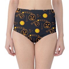 Halloween Background Pattern Classic High-waist Bikini Bottoms by Ravend