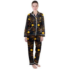 Halloween Background Pattern Satin Long Sleeve Pajamas Set by Ravend