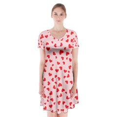 Hearts Valentine Heart Pattern Short Sleeve V-neck Flare Dress by Ravend