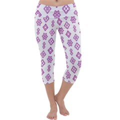 Geometric Pattern Purple Pattern Capri Yoga Leggings by Ravend