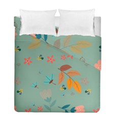 Background Flower Plant Leaves Duvet Cover Double Side (full/ Double Size) by Ravend